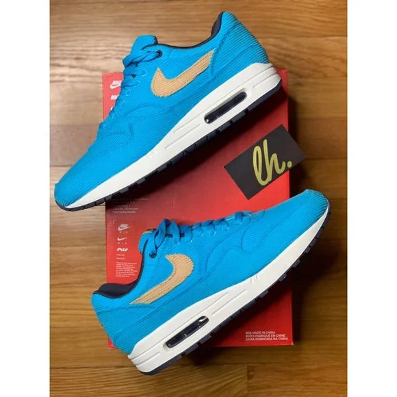 Size 9.5 Nike Air Max 1 PRM Corduroy “Baltic Blue” Athletic Sneakers FB8915-400 - Picture 8 of 8